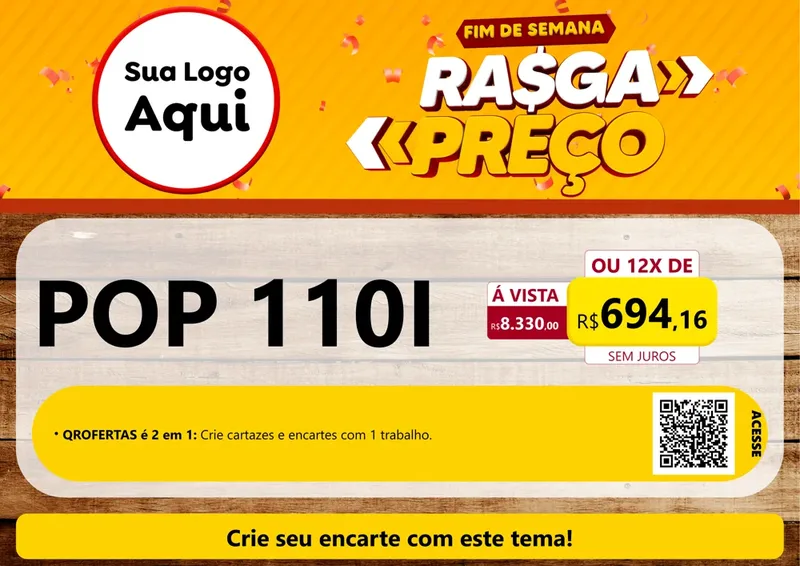 Modelo de Cartaz para Cartaz A4 Horizontal com o tema Fim de Semana Rasga Preços para Concessionaria de Motos