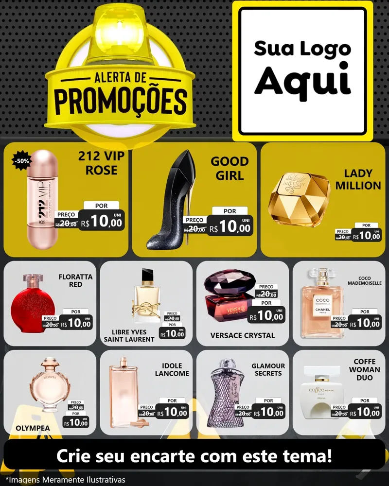 Modelo de Rede Social para Feed Instagram com o tema Alerta de Promoções para Perfumes