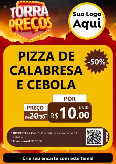 Modelo de Cartaz para Cartaz A4 Vertical com o tema Torra Preços para Pizzaria