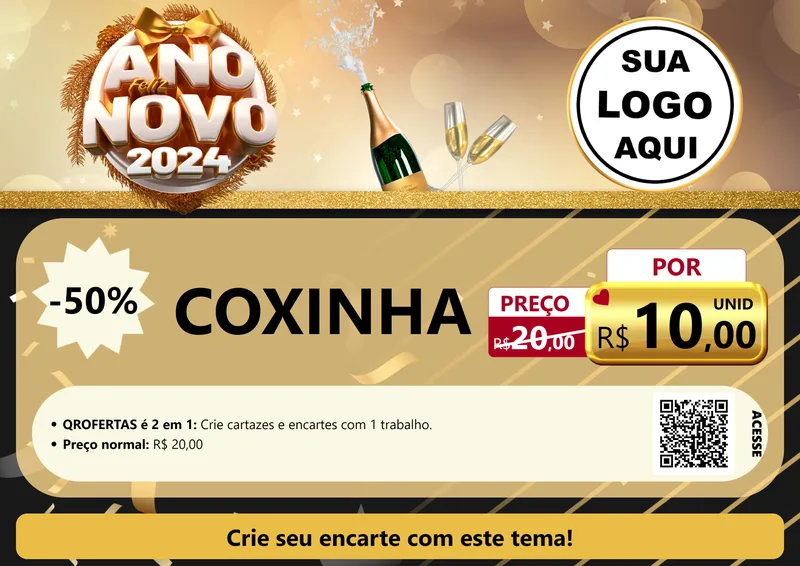 Modelo de Cartaz para Cartaz A4 Horizontal com o tema Feliz Ano Novo 2027 para Salgadaria