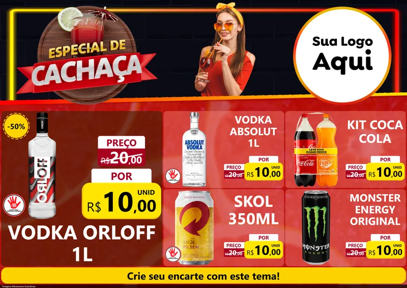 Modelo de Encarte para Encarte A4 Horizontal com o tema Especial de Cachaça para Distribuidora de bebidas