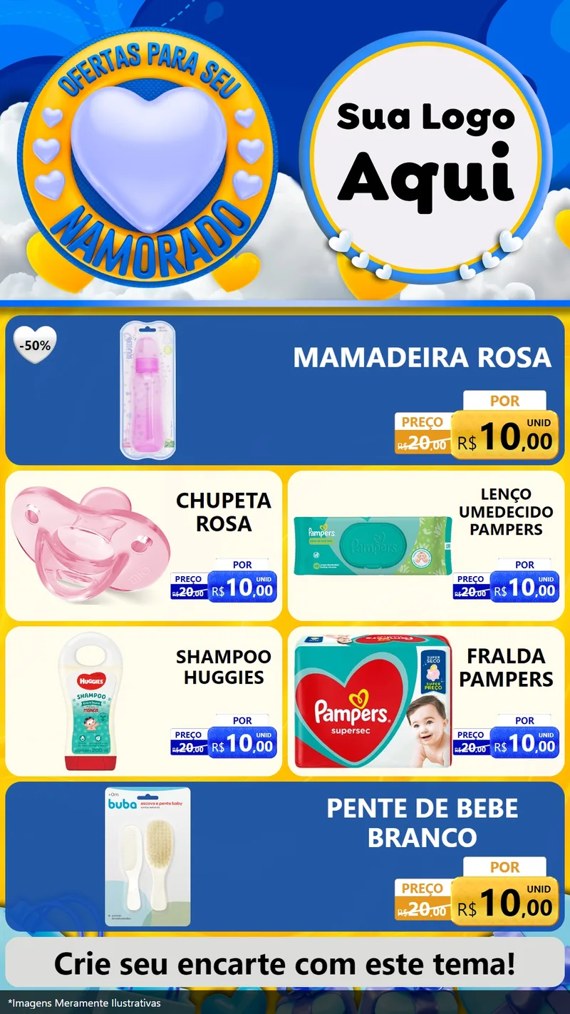 Modelo de TV para TV Vertical com o tema Ofertas Para Seu Namorado para Bebês