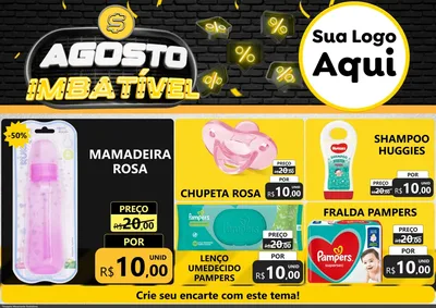 Modelo de Encarte para Encarte A4 Horizontal com o tema Agosto Imbatível para Bebês