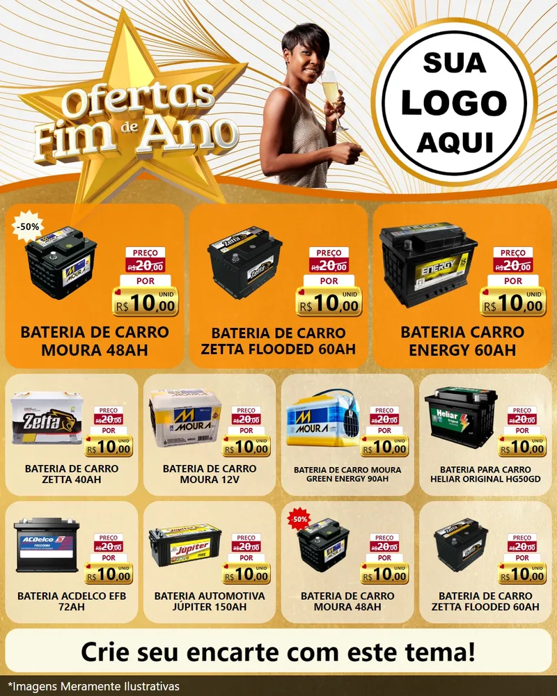 Modelo de Rede Social para Feed Instagram com o tema Ofertas Fim de Ano para Baterias Elétricas