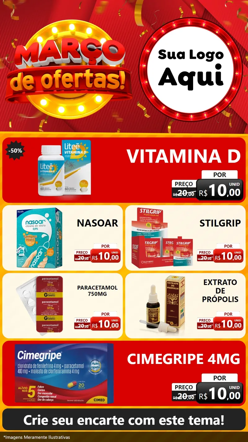 Modelo de TV para TV Vertical com o tema Março de Ofertas! para Farmácia