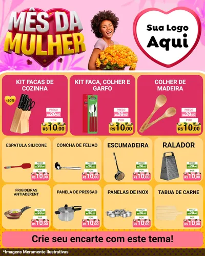 Modelo de Rede Social para Feed Instagram com o tema Mês da Mulher para Utilidades Domésticas