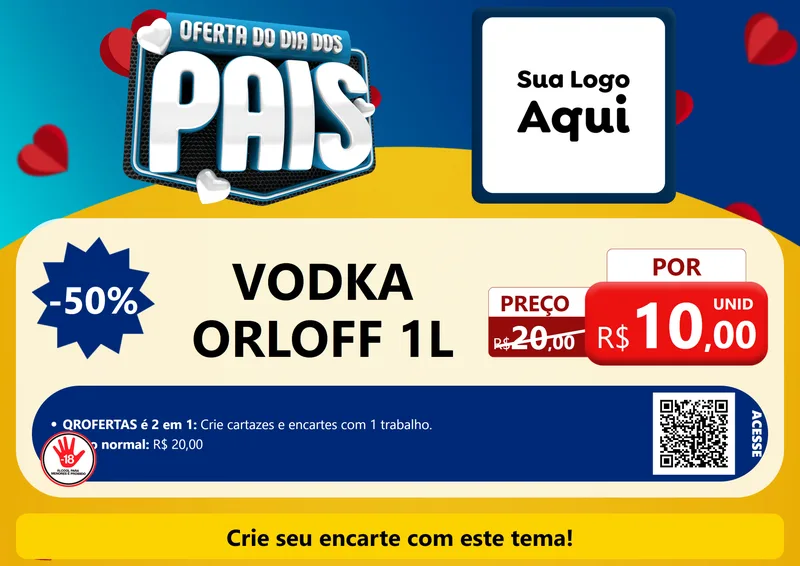 Modelo de Cartaz para Cartaz A4 Horizontal com o tema Oferta Do Dia Dos Pais para Distribuidora de bebidas