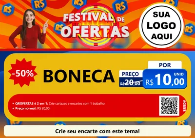 Modelo de Cartaz para Cartaz A4 Horizontal com o tema Festival de Ofertas para Brinquedos