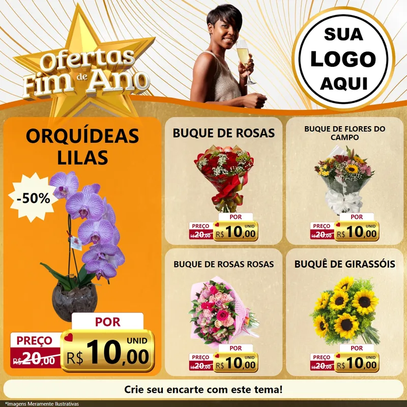 Modelo de Rede Social para Feed Facebook com o tema Ofertas Fim de Ano para Floricultura e jardim