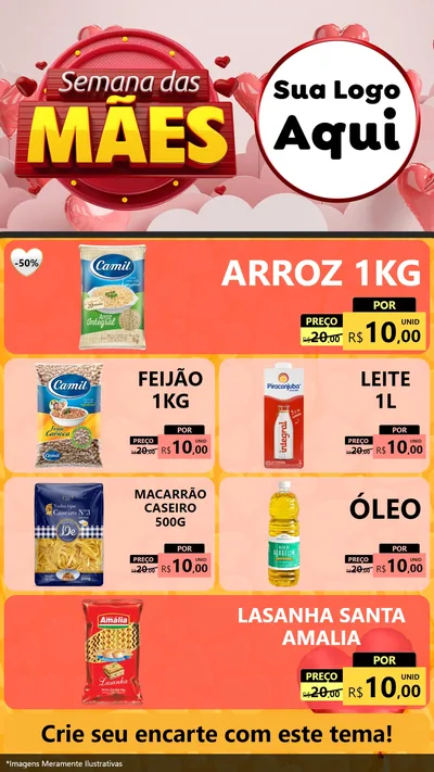 Modelo de TV para TV Vertical com o tema Semana das Mães para Supermercado