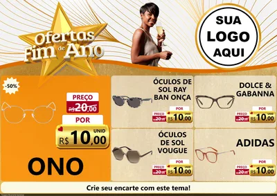 Modelo de Encarte para Encarte A4 Horizontal com o tema Ofertas Fim de Ano para Óticas