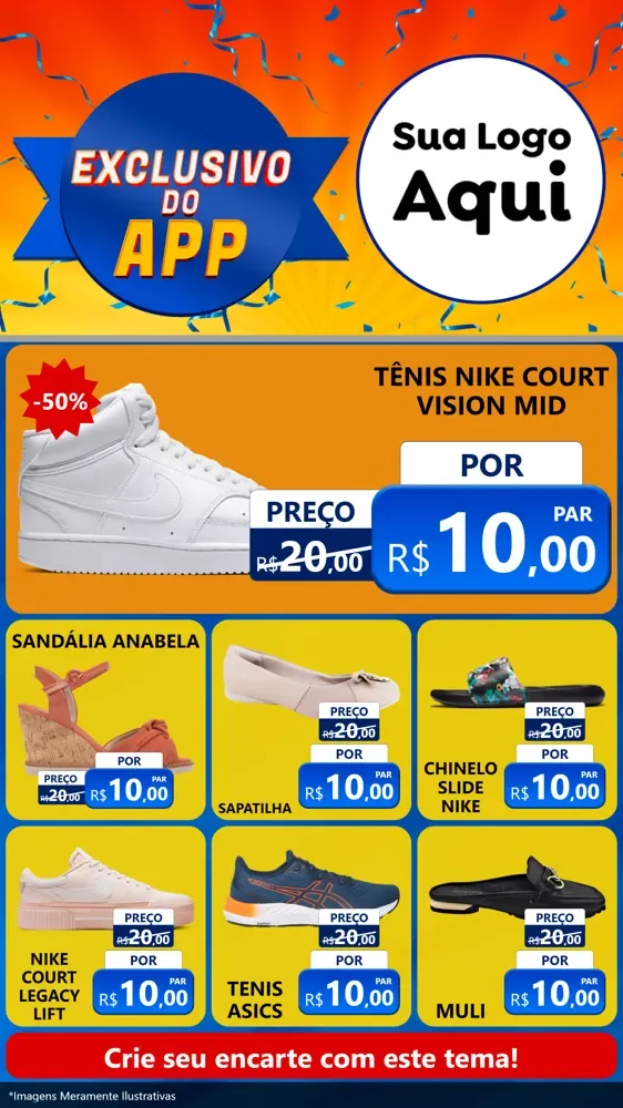 Modelo de Rede Social para Stories com o tema Exclusivo do Aplicativo para Calçados