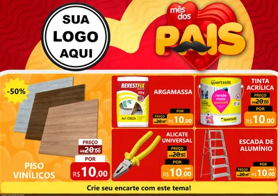 Modelo de Encarte para Encarte A4 Horizontal com o tema Mês Dos Pais para Material para Construção
