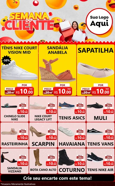Modelo de Encarte para Encarte Grande com o tema Semana do Cliente para Calçados