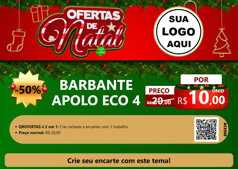 Modelo de Cartaz para Cartaz A4 Horizontal com o tema Ofertas de Natal para Armarinho e Aviamentos