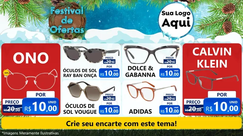 Modelo de TV para TV Horizontal com o tema Festival de Ofertas - Inverno para Óticas