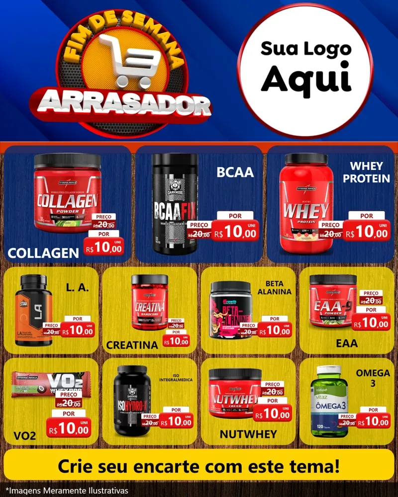 Modelo de Rede Social para Feed Instagram com o tema Fim De Semana Arrasador para Suplementos alimentares