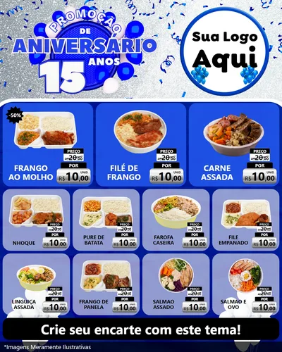 Modelo de Rede Social para Feed Instagram com o tema Promoção de Aniversário - 15 Anos para Restaurante