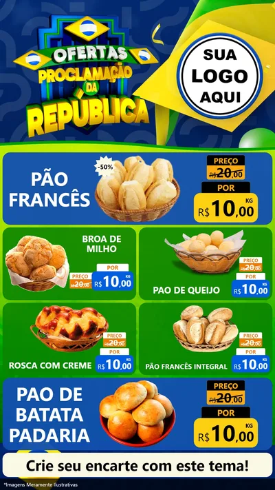 Modelo de TV para TV Vertical com o tema Ofertas Proclamação da República para Padaria