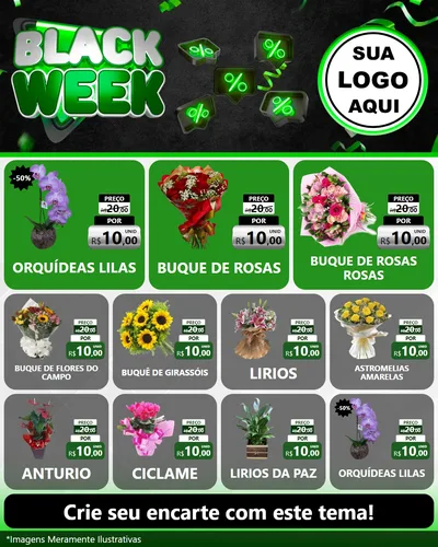 Modelo de Rede Social para Feed Instagram com o tema Black Week para Floricultura e jardim