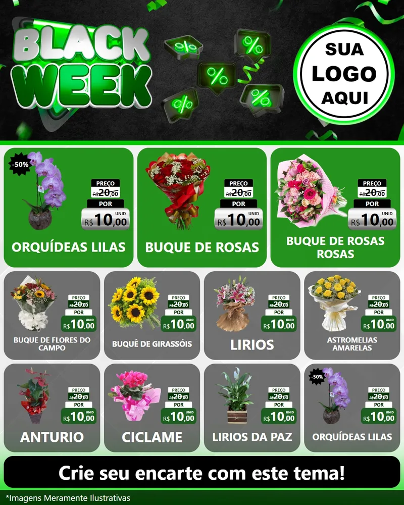 Modelo de Rede Social para Feed Instagram com o tema Black Week para Floricultura e jardim