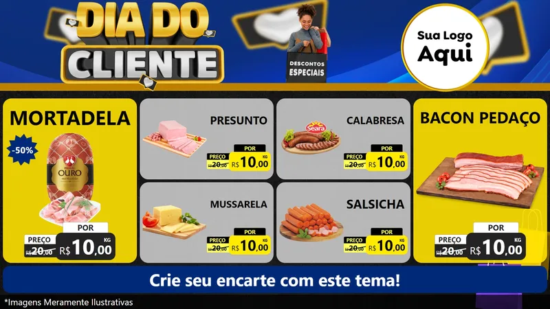 Modelo de TV para TV Horizontal com o tema Dia Do Cliente para Frios e Laticínios