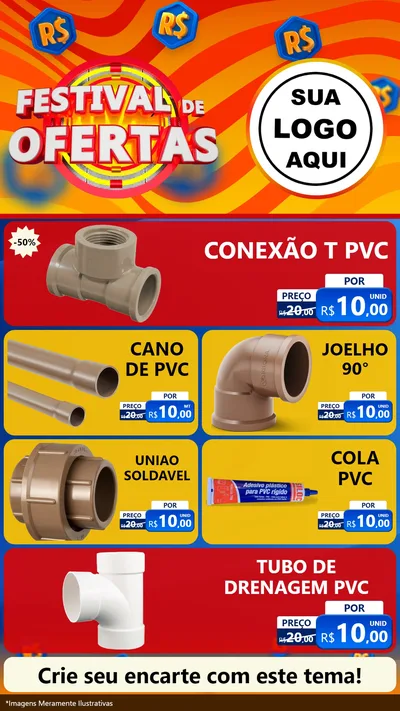 Modelo de TV para TV Vertical com o tema Festival de Ofertas para Tubos e conexões