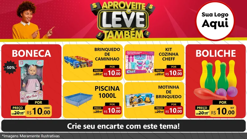Modelo de TV para TV Horizontal com o tema Aproveite e Leve Também para Brinquedos