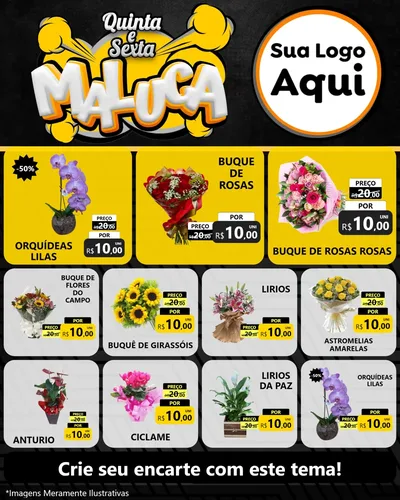 Modelo de Rede Social para Feed Instagram com o tema Quinta e Sexta Maluca para Floricultura e jardim