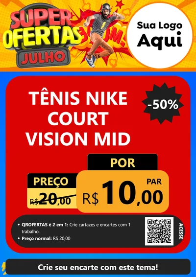Modelo de Cartaz para Cartaz A4 Vertical com o tema Super Ofertas Julho para Calçados