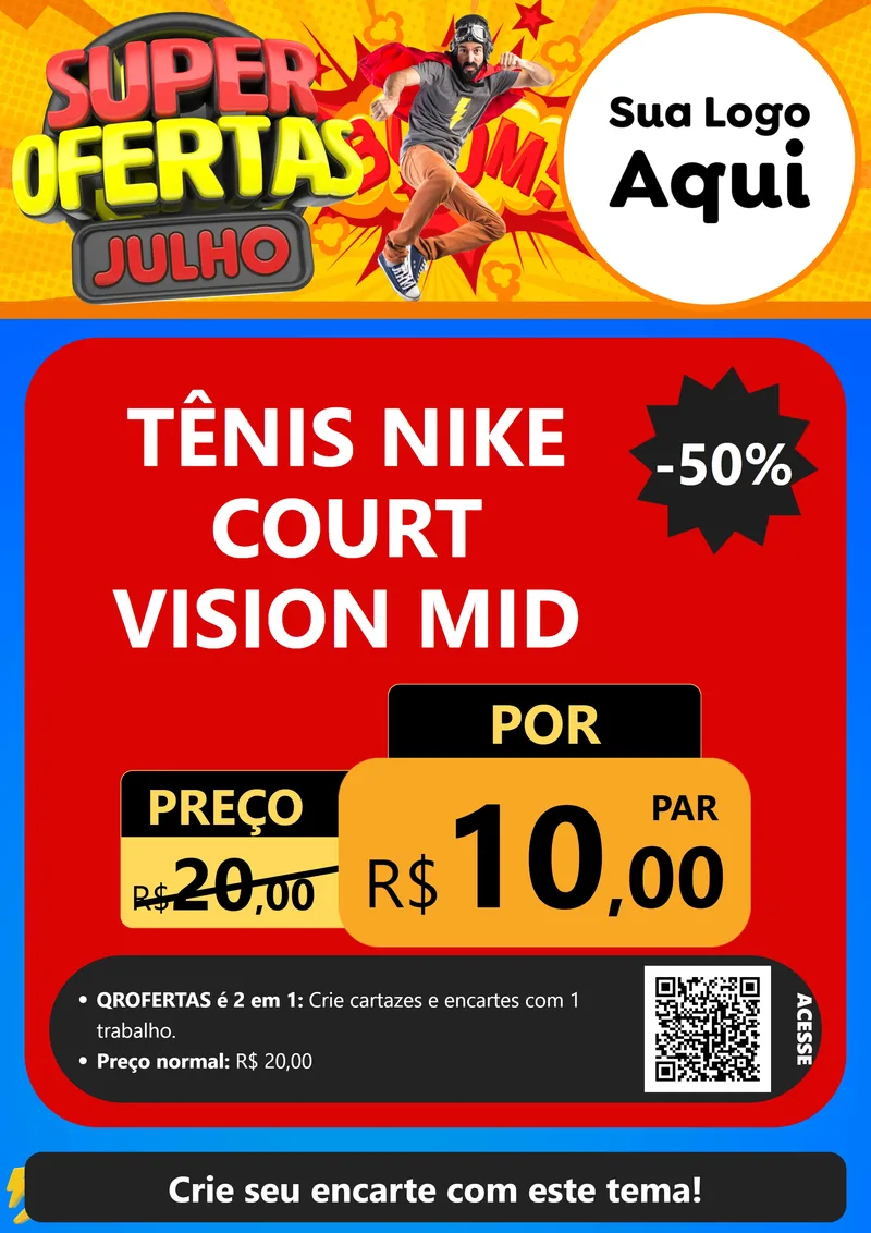 Modelo de Cartaz para Cartaz A4 Vertical com o tema Super Ofertas Julho para Calçados