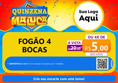 Modelo de Cartaz para Cartaz A4 Horizontal com o tema Quinzena Maluca para Móveis e Eletro