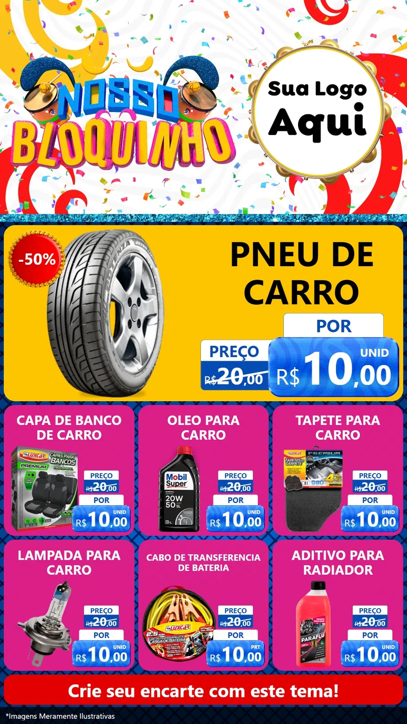 Modelo de Rede Social para Stories com o tema Nosso Bloquinho para Auto peças