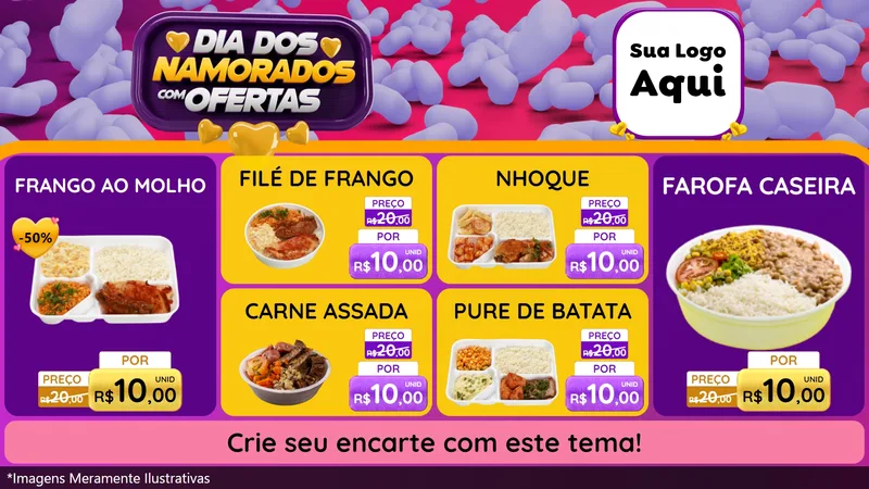 Modelo de TV para TV Horizontal com o tema Dia Dos Namorados Com Ofertas para Restaurante