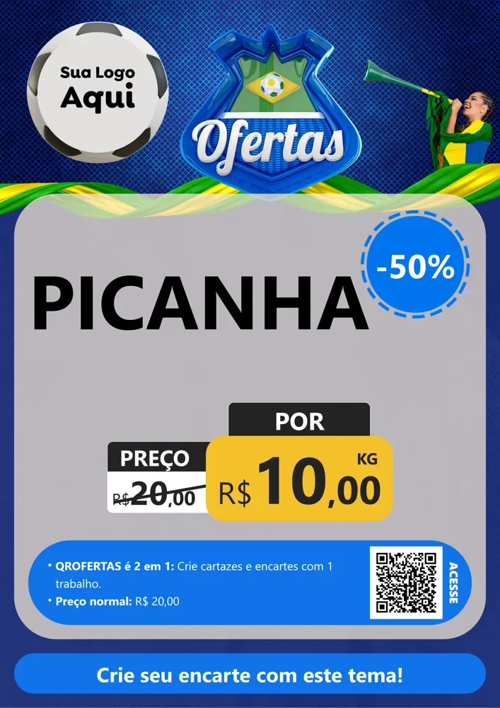Modelo de Cartaz para Cartaz A4 Vertical com o tema Ofertas (Futebol) para Açougue