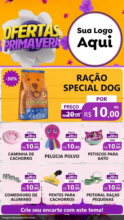 Modelo de Rede Social para Stories com o tema Ofertas Da Primavera para Pet Shop