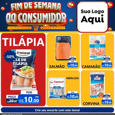 Modelo de Rede Social para Feed Facebook com o tema Fim de Semana do Consumidor para Peixaria