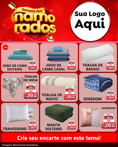 Modelo de Rede Social para Feed Instagram com o tema Semana dos namorados para Cama, Mesa e Banho