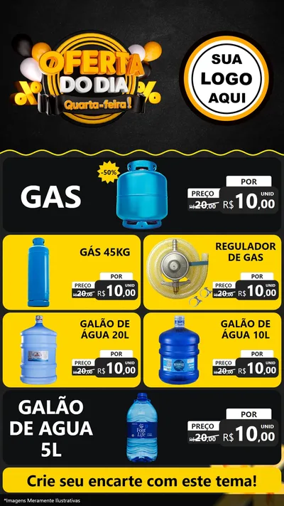 Modelo de TV para TV Vertical com o tema Oferta do Dia - Quarta Feira! para Água e gás