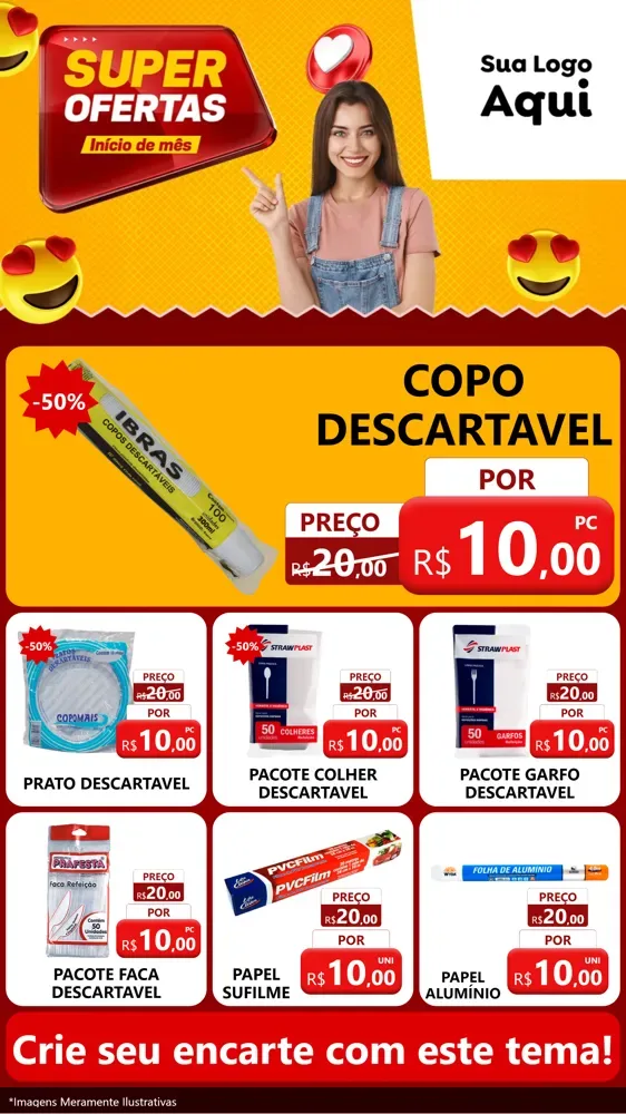 Modelo de Rede Social para Stories com o tema Super Ofertas Inicio De mês para Embalagens
