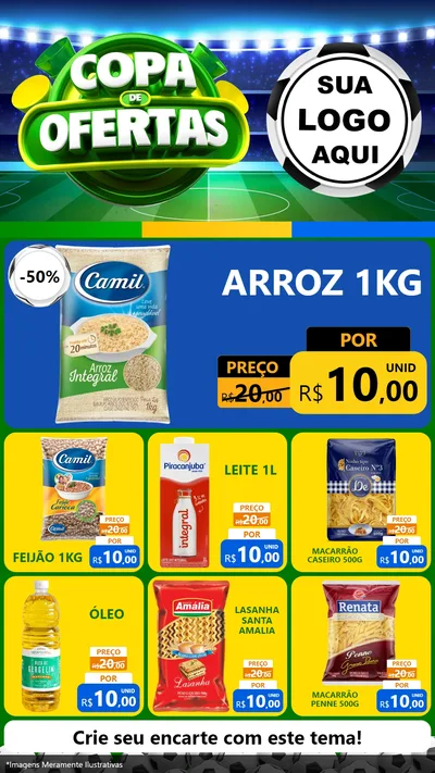 Modelo de Rede Social para Stories com o tema Copa de Ofertas para Supermercado