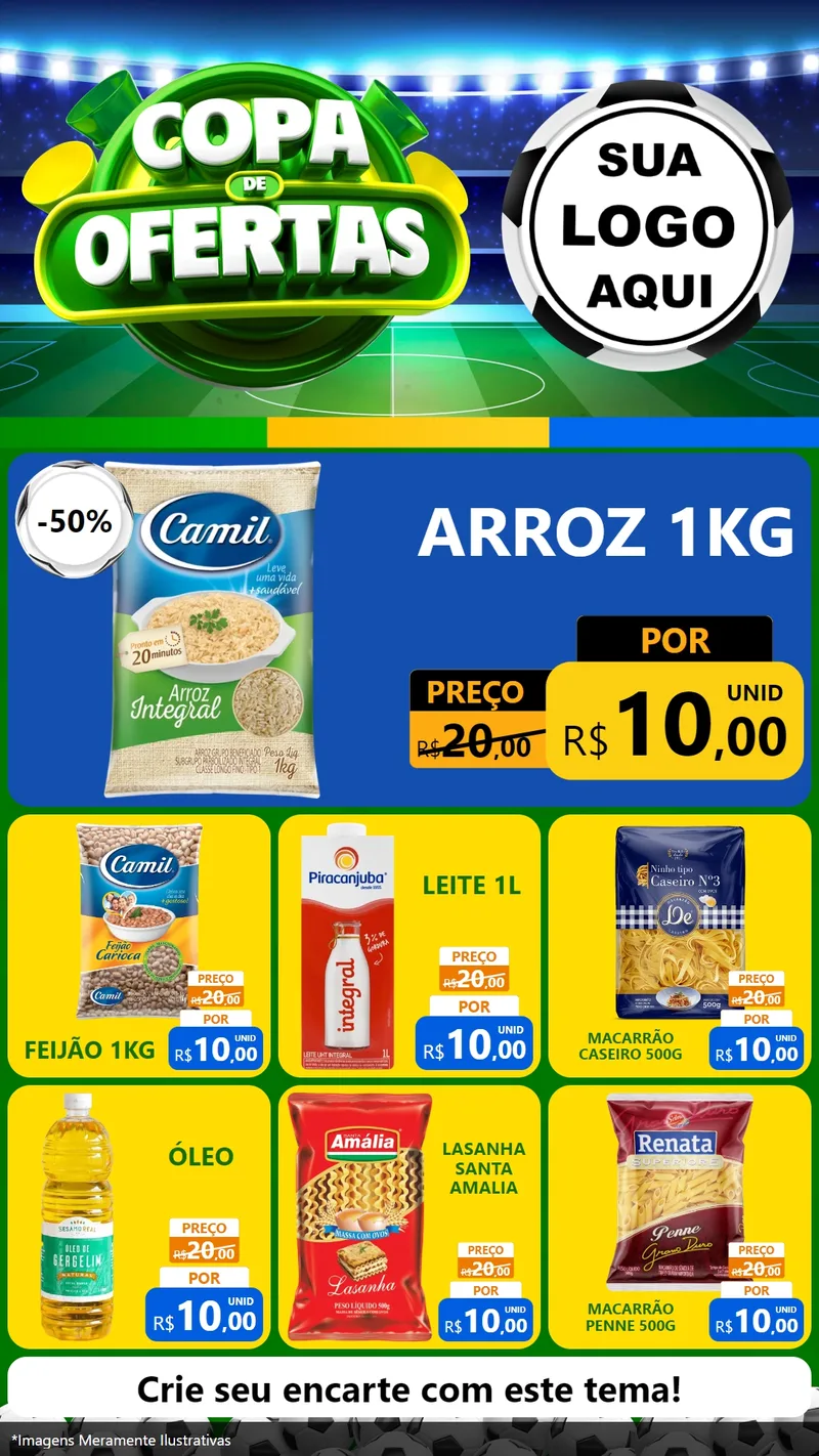 Modelo de Rede Social para Stories com o tema Copa de Ofertas para Supermercado