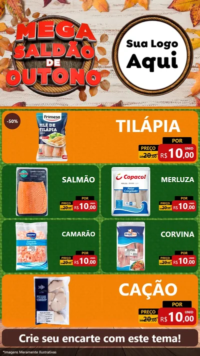 Modelo de TV para TV Vertical com o tema Mega Saldão de Outono para Peixaria