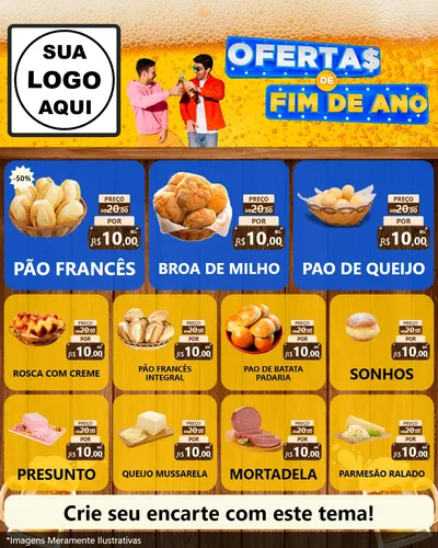 Modelo de Rede Social para Feed Instagram com o tema Ofertas de Fim de Ano para Padaria
