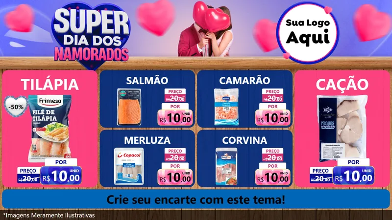 Modelo de TV para TV Horizontal com o tema Super Dia dos Namorados para Peixaria