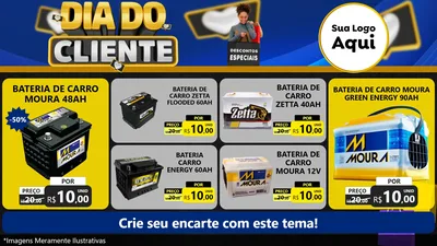 Modelo de TV para TV Horizontal com o tema Dia Do Cliente para Baterias Elétricas