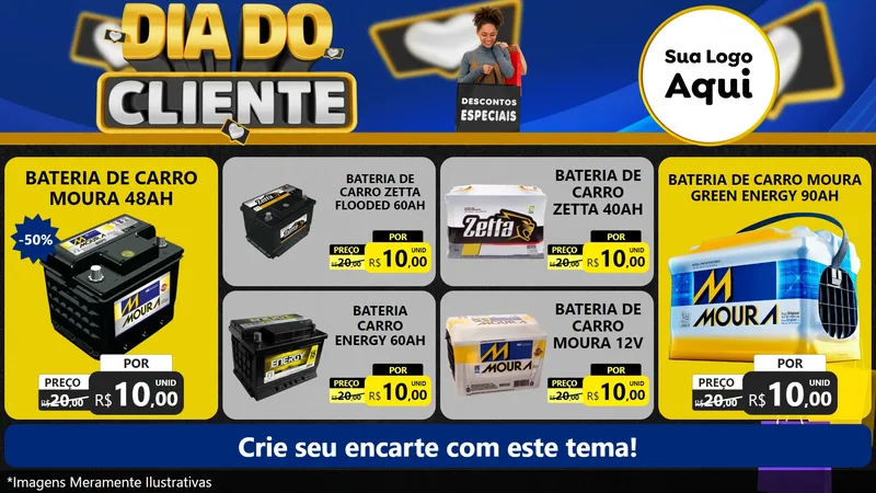 Modelo de TV para TV Horizontal com o tema Dia Do Cliente para Baterias Elétricas