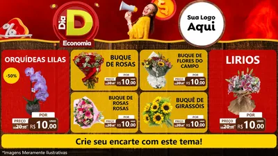 Modelo de TV para TV Horizontal com o tema Dia D Economia para Floricultura e jardim