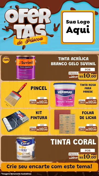 Modelo de TV para TV Vertical com o tema Ofertas de Páscoa para Tintas e Ferramentas