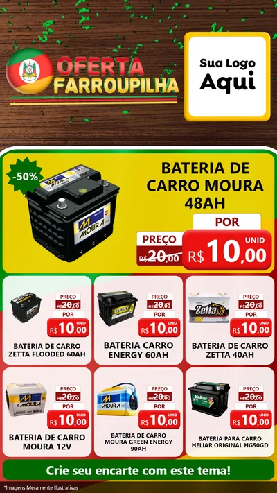 Modelo de Rede Social para Stories com o tema Oferta Farroupilha para Baterias Elétricas